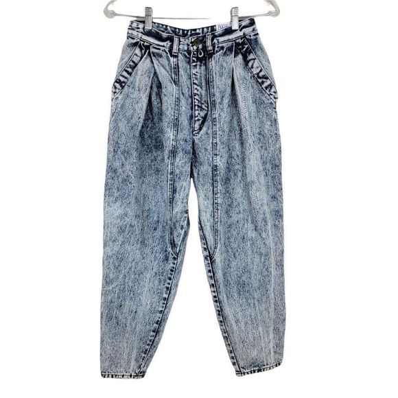 Vintage Willow Bay Acid Wash Pleated Front Baggy Tapered High Rise Jeans S 25x28 - Picture 1 of 9